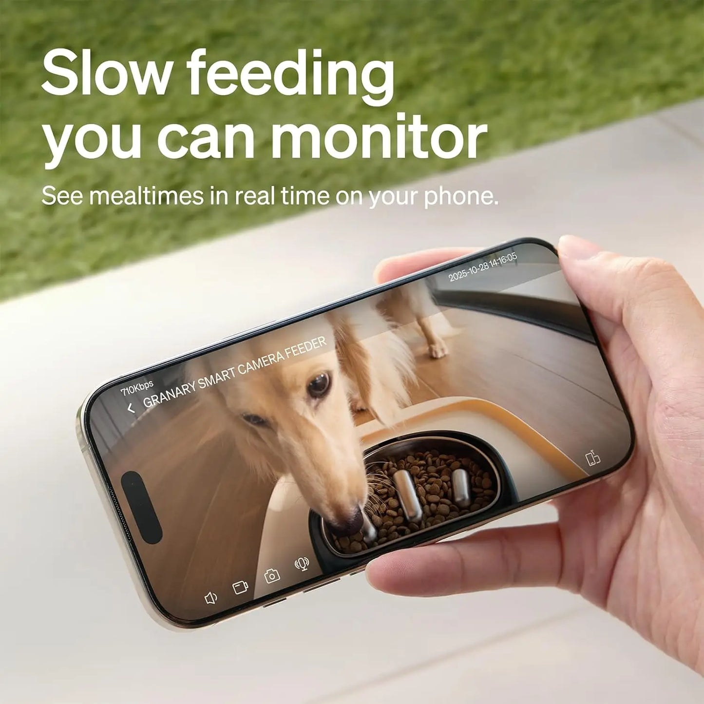 Automatic Pet Feeder With Camera 1080P HD Night Vision Slow Feed Bowl WiFi Audio