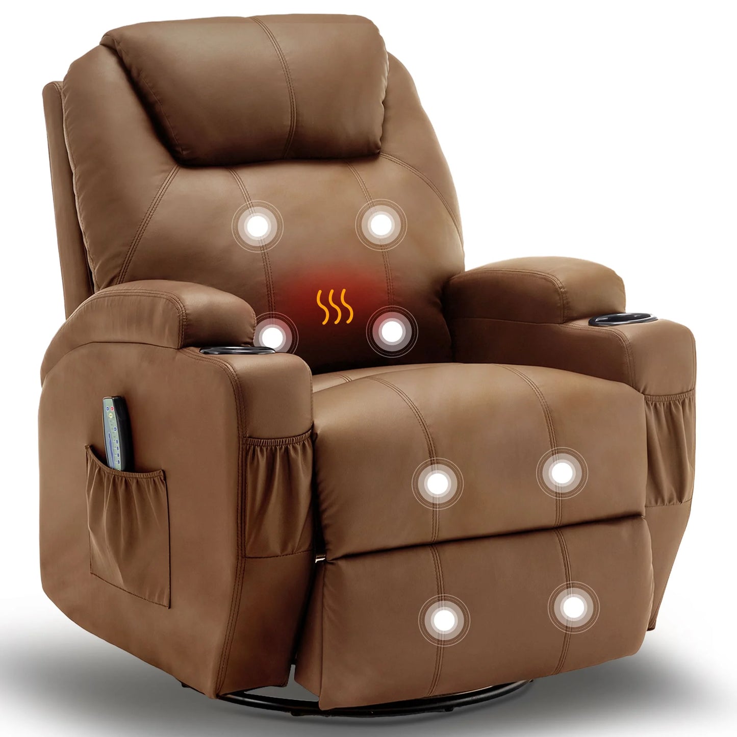 Recliner Chair With Massage And Heat 360 Degree Swivel Cup Holder Remote