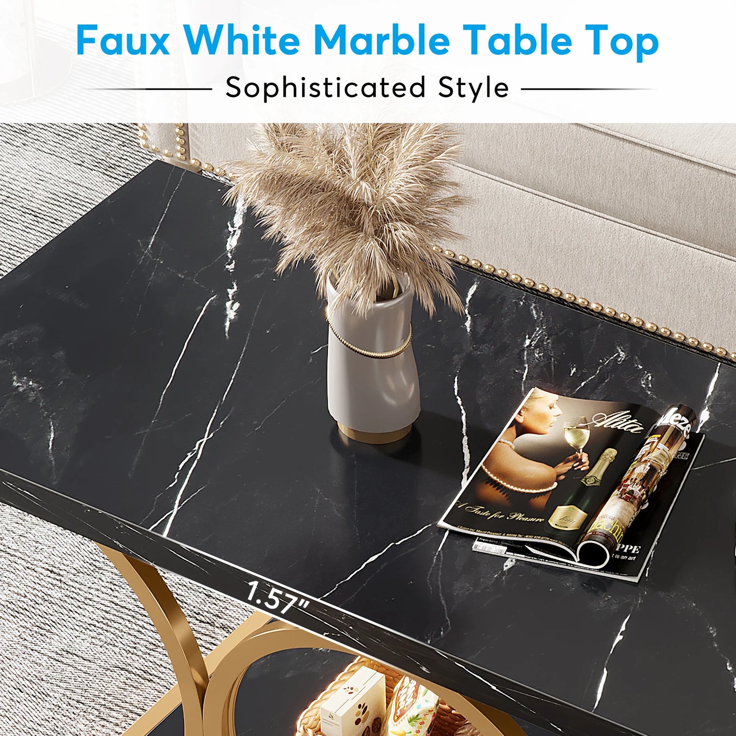 Tribesigns Rectangle Coffee Table 47.24 Inch Modern