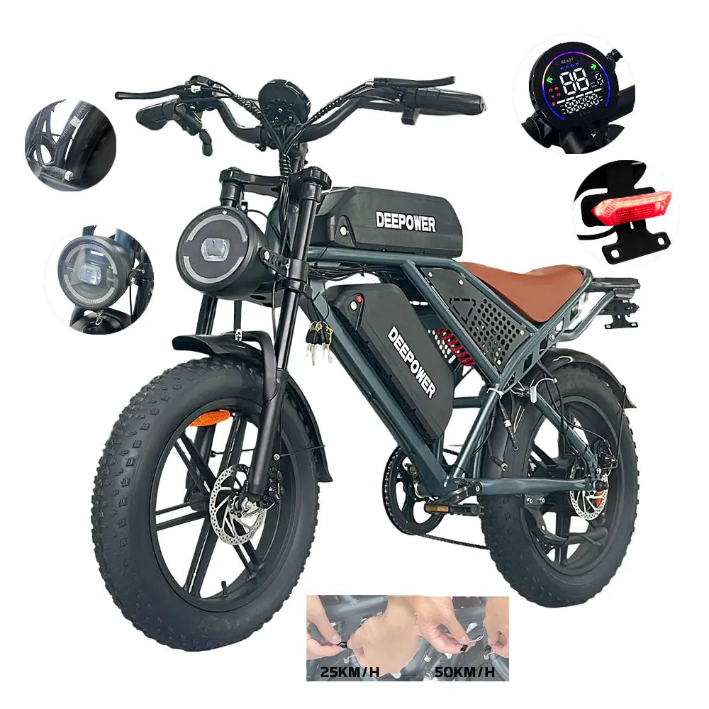 1000W 48V 60AH Adult Electric Mountain Bike 20 Inch Fat Tire Off Road Bicycle Max Speed 55KMH
