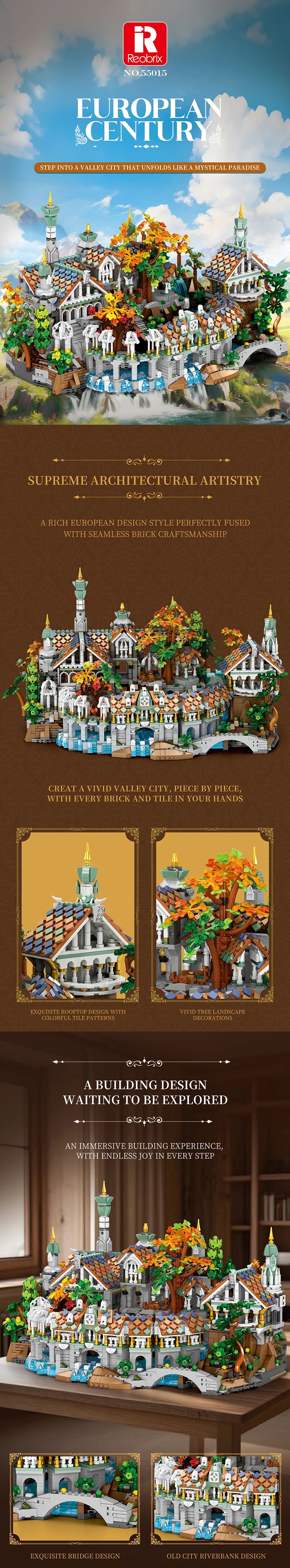 4406Pcs Rivendell Medieval Castle MOC Modular Building Blocks Lego Compatible
