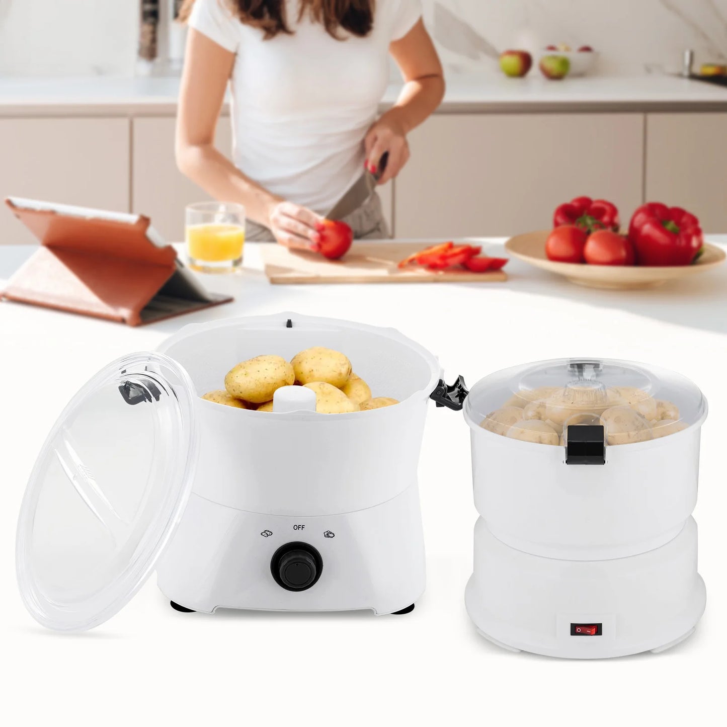 85W Electric Potato Peeler One Button Automatic Spinner