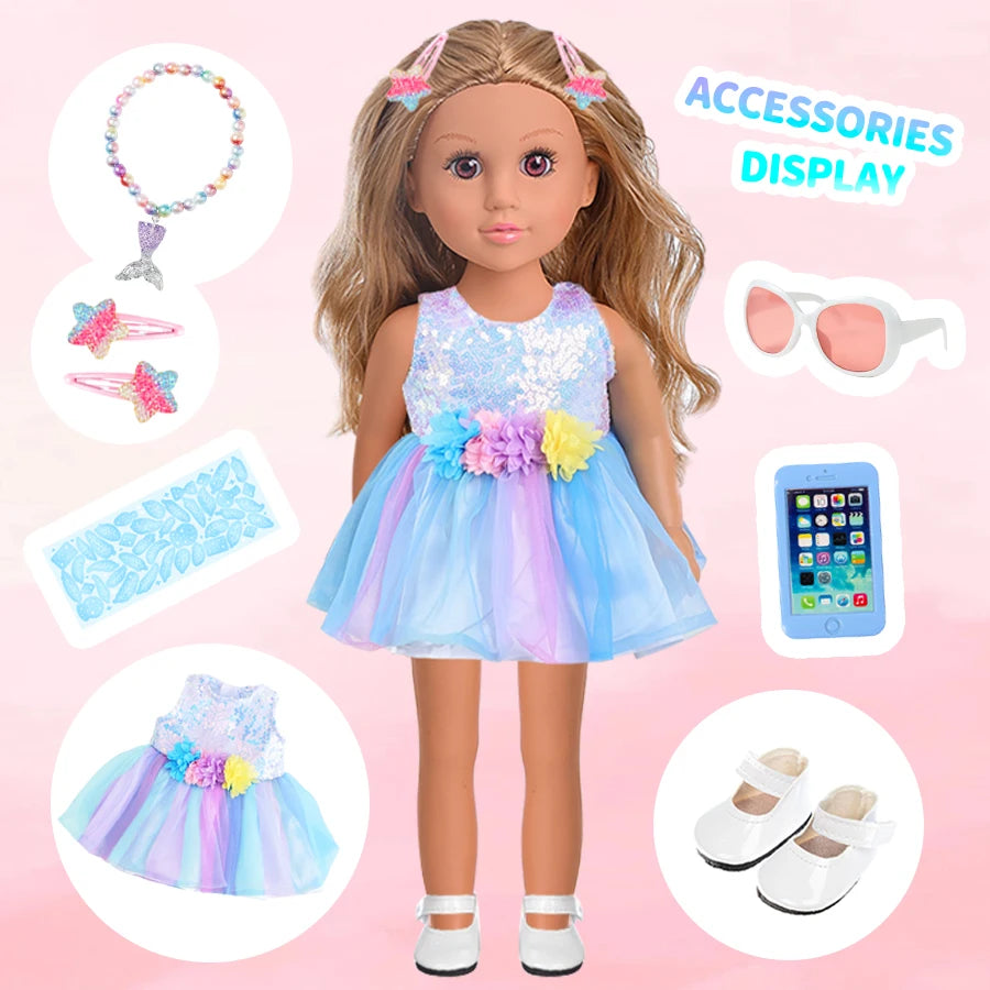 18 Inch Realistic Silicone Vinyl Reborn Girls Doll Dress Set