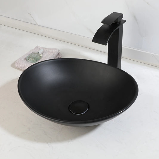 KEMAIDI Modern Vessel Sink Basin Above Counter With Faucet