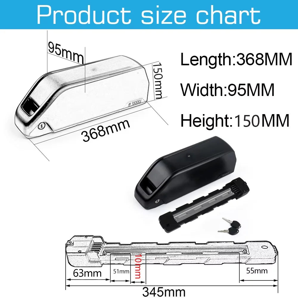 Polly 48V 25Ah Ebike Battery Downtube With 40A BMS 21700