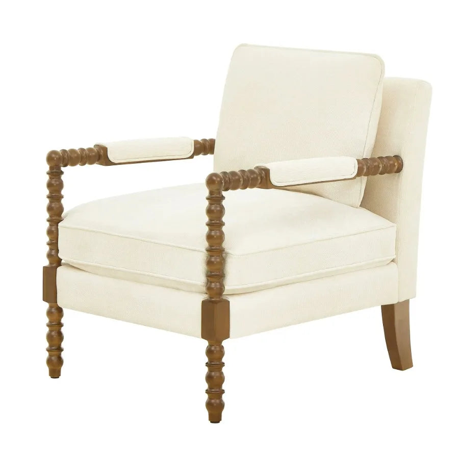 Pioneer Woman Spindle Accent Chair Antique White Upholstery