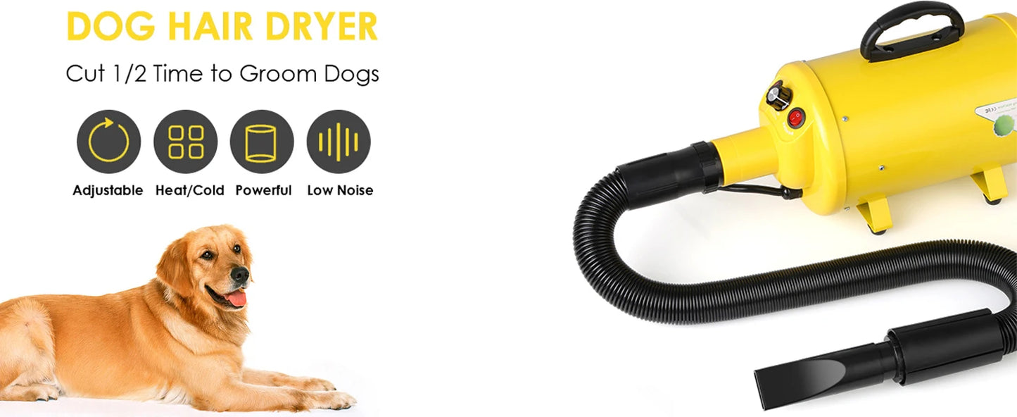 Dog Hair Dryer For Large Dogs Grooming Blower With Heat