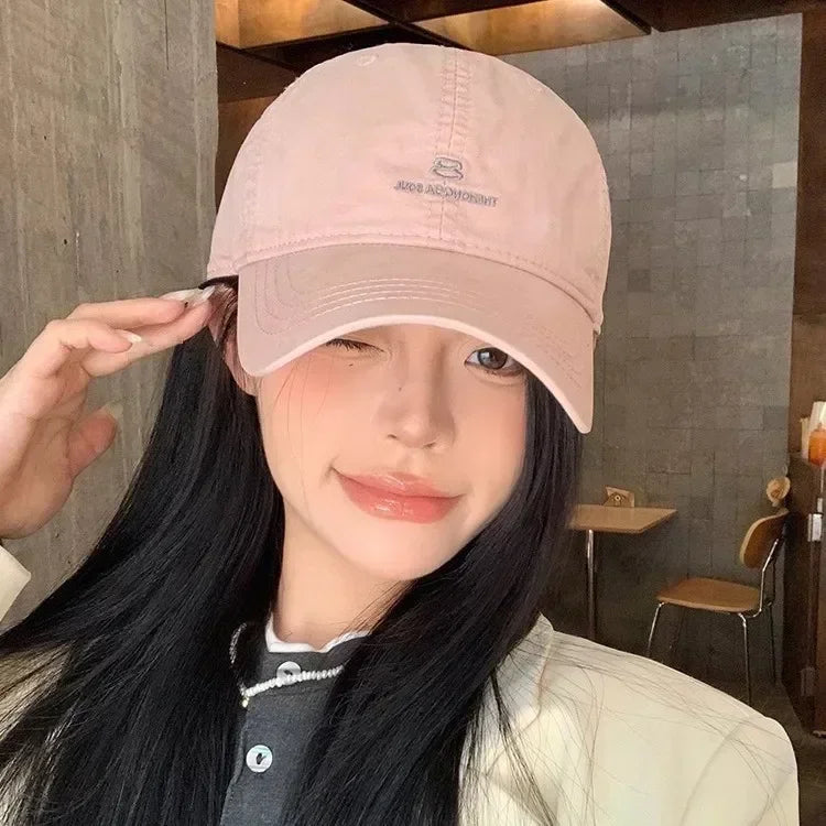 American Street Style Letter Embroidered Baseball Cap Unisex Washed Cotton Hat