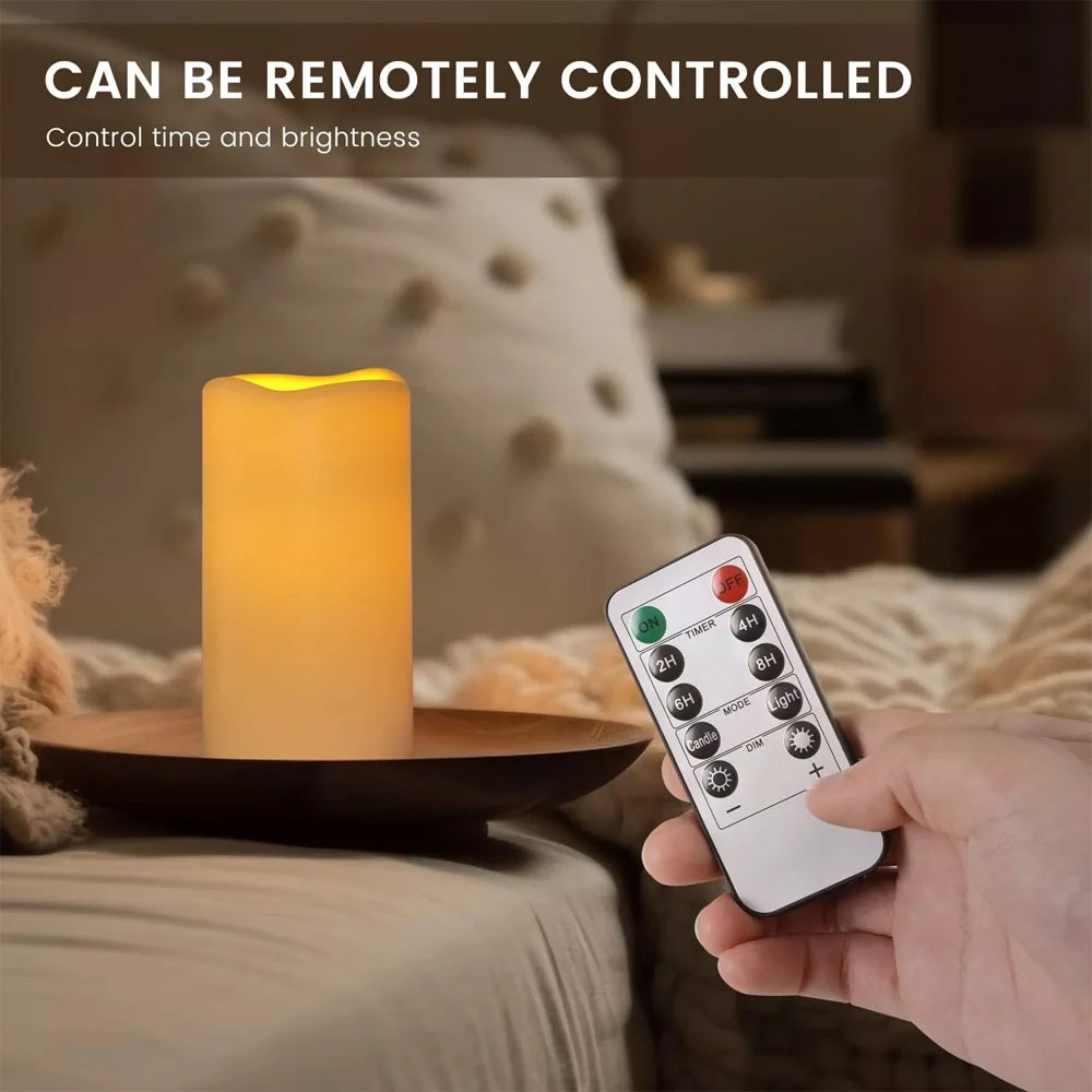 USB Rechargeable Flickering Paraffin Pillar Candle With Remote