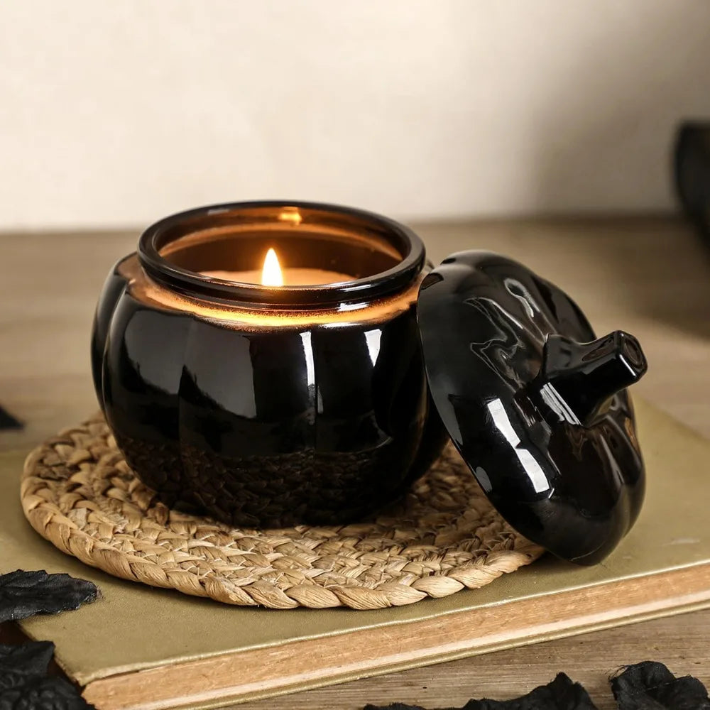 Pumpkin Shaped Candle Vanilla Pumpkin Spice Halloween Decor