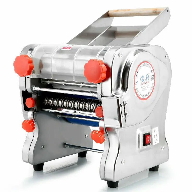 550W Electric Pasta Maker Noodle Machine Dumpling Skin Roller Stainless Steel Dual Knife Noodle Maker for Commercial Use