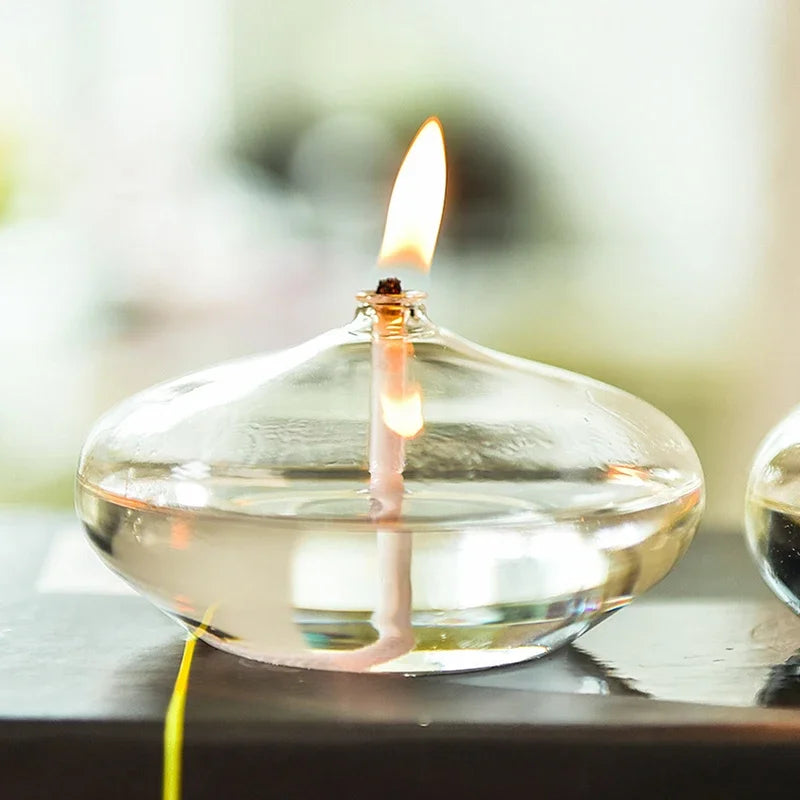 Transparent Glass Candlestick Oil Lamp for Rustic Christmas