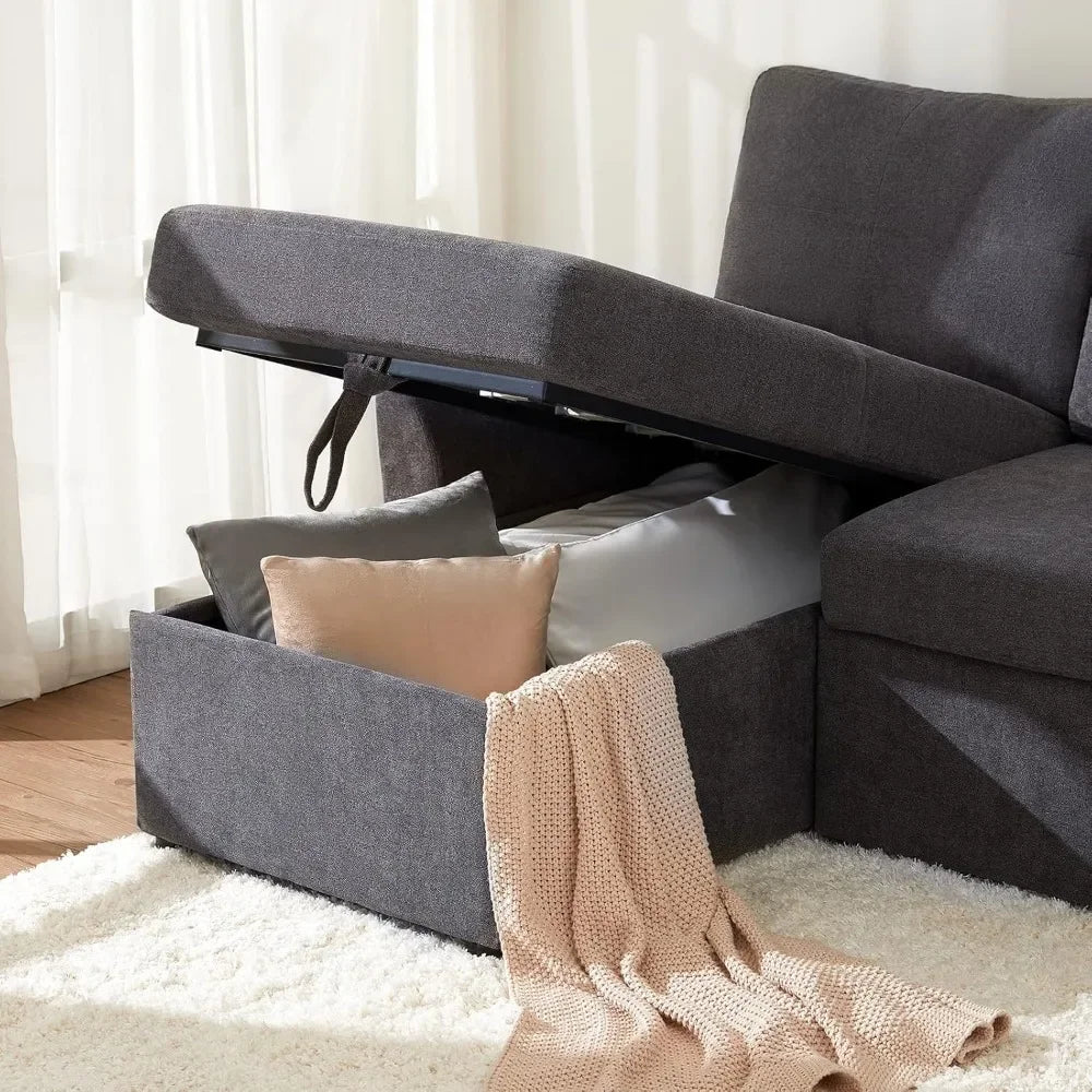 2 In 1 Sleeper Sofa With Pull Out Bed And Storage Chaise