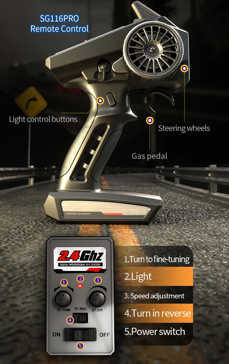 SG116 MAX 1 To 16 High Speed Drift RC Car 4WD Brushless Off Road Monster Truck