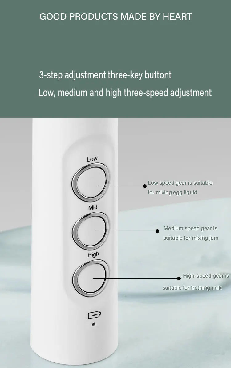 3 In 1 Wireless Handheld Electric Milk Foam Machine Mini Frother Maker Cappuccino Coffee Whisk Mixer Foamer