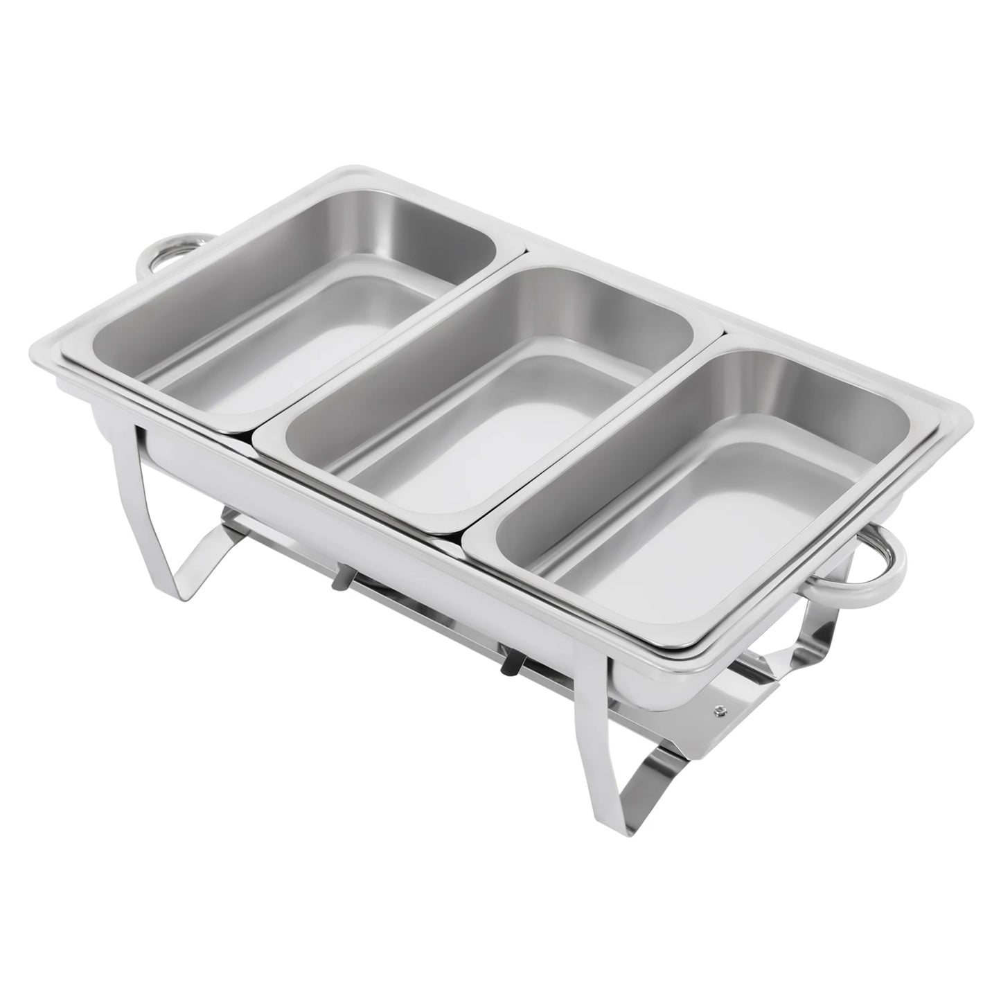 Chafing Dish Buffet Set 3 Grid Stainless Steel Rectangular Catering Warmer Set 63.5 x 35.5 x 32 cm