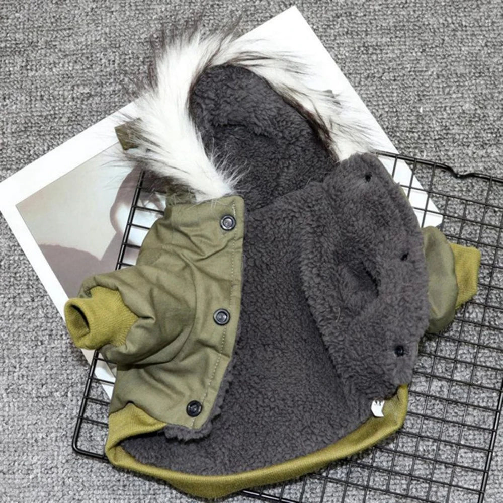 Dog Jacket With Harness Winter Coat Heavy Warm Hoodie Vest Windproof Outdoor