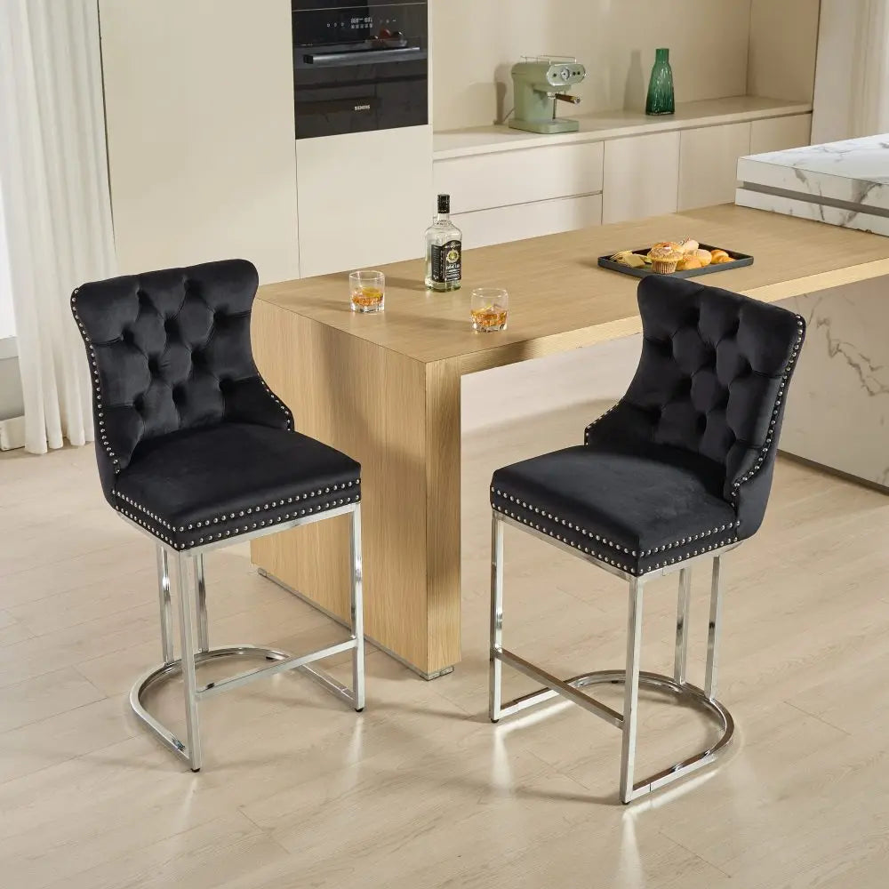 25 Inch Counter Height Velvet Bar Stools Set Of 2 Modern