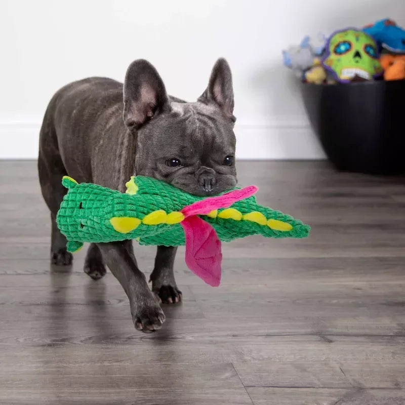 Dragon Plush Dog Toy Squeaky Chew Resistant Interactive