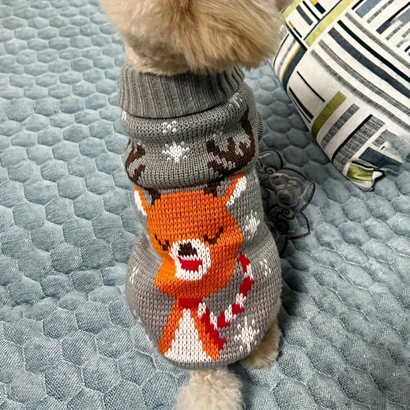 Christmas Style Knitted Wool Pet Sweater For Dogs And Cats Bichon Corgi