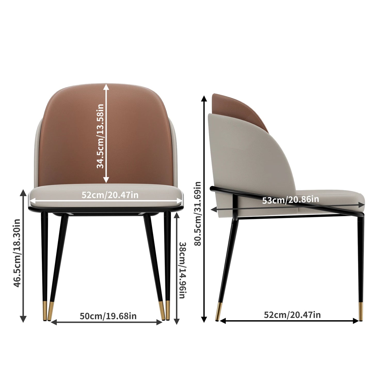 Set Of 2 Faux Leather Dining Chairs Upholstered Padded Modern Wooden Back