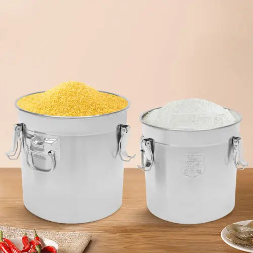 21L 33L Airtight Rice Bucket Canister Food Storage Container 304 Stainless Steel
