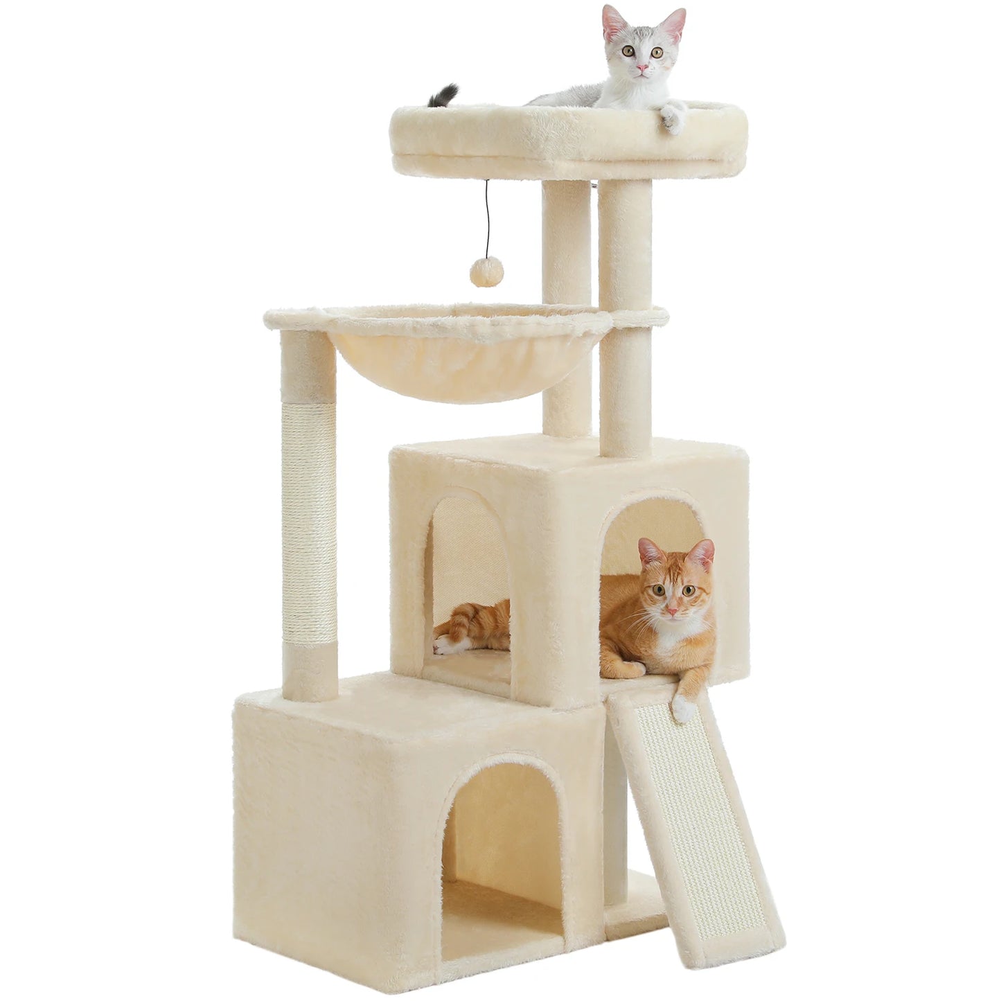 Four Level Cat Tree For Indoor Cats With Sisal Scratching Post And Condos