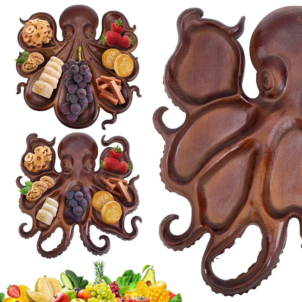 Octopus Charcuterie Platter Wood Serving Tray For Home Use