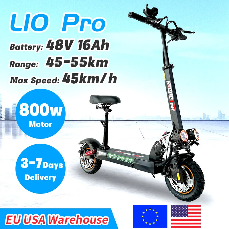 EU USA Warehouse 45KMH 800W Power Portable Electric Scooter for Adults with 13AH 16AH Battery 10 Inch Off Road Tire