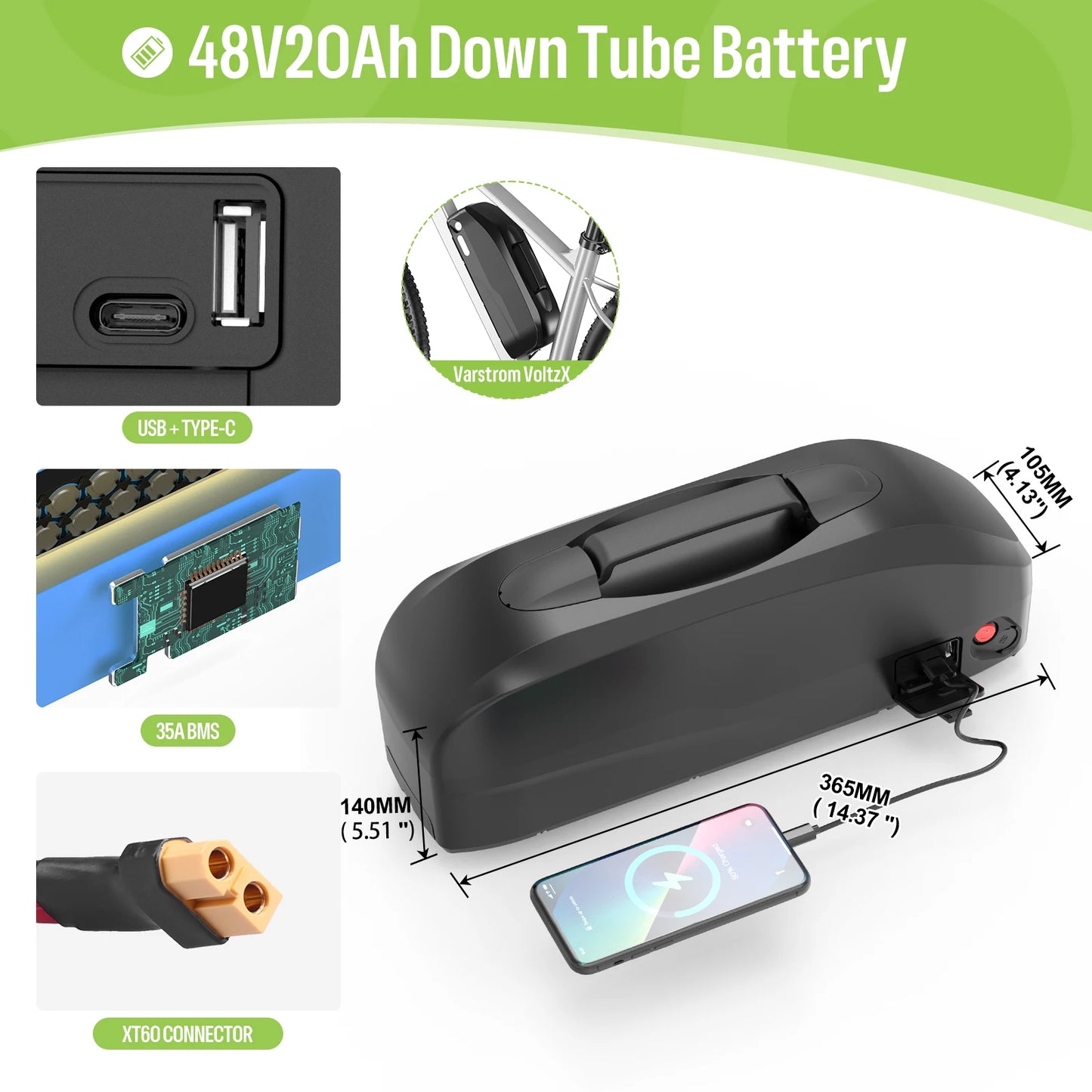 Ebike Battery 48V Lithium Pack For Bafang Tongsheng