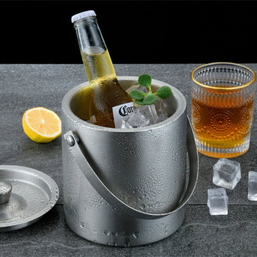 Double Wall Stainless Steel Insulated Ice Bucket Home Bar