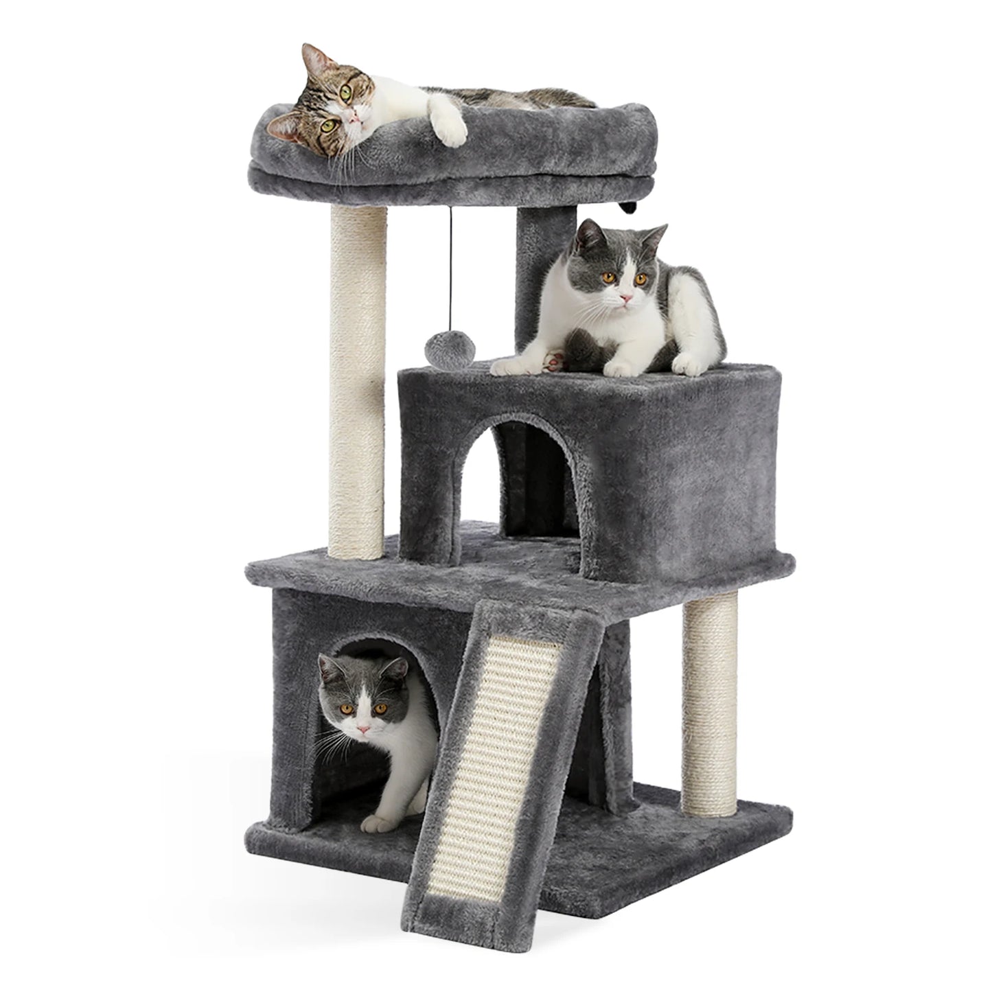Four Level Cat Tree For Indoor Cats With Sisal Scratching Post And Condos