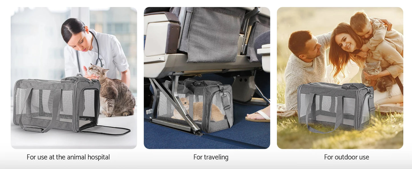 Airline Approved Pet Carrier For Cats And Dogs Soft Travel Bag Breathable Board