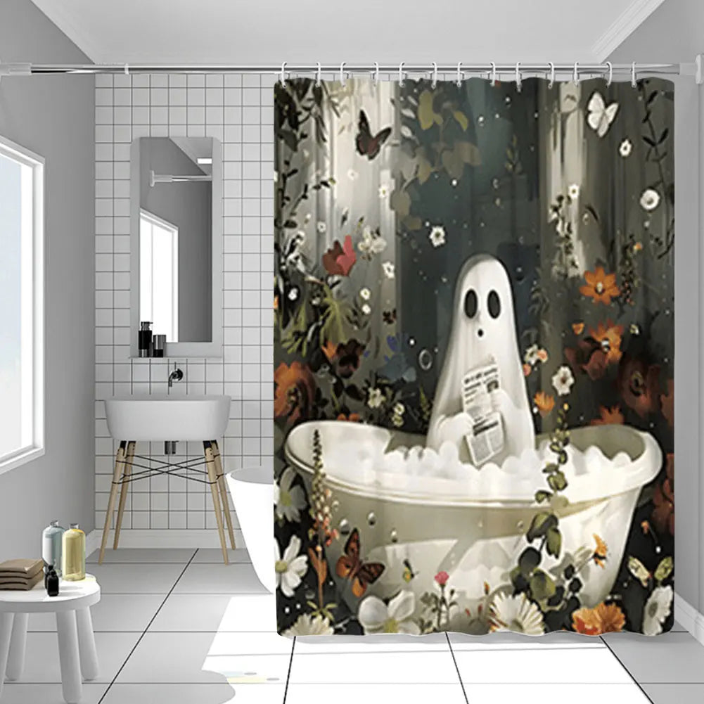 Cute Cartoon Ghost Shower Curtain Halloween Polyester