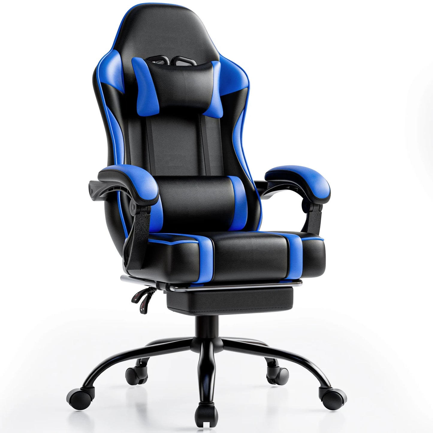 Gaming Chair With Footrest PU Leather Reclining Chair