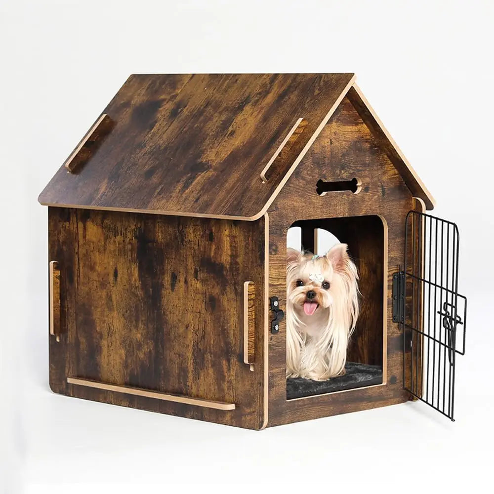Cozy Wooden Indoor Dog House For Small Pets With Air Vents