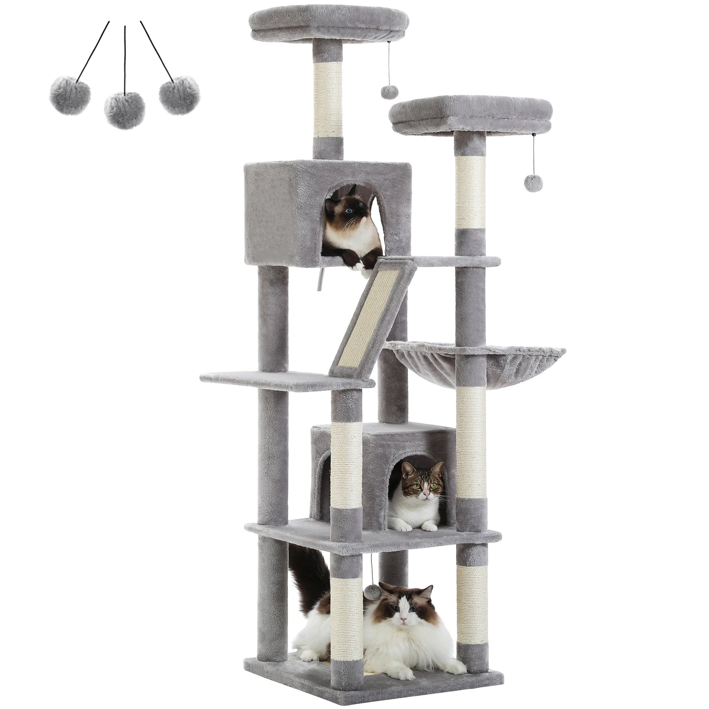 Large Cat Tree Tall Cat Tower for Indoor Cats Multi Level Plush Condo with Scratching Posts Boards Perches Caves