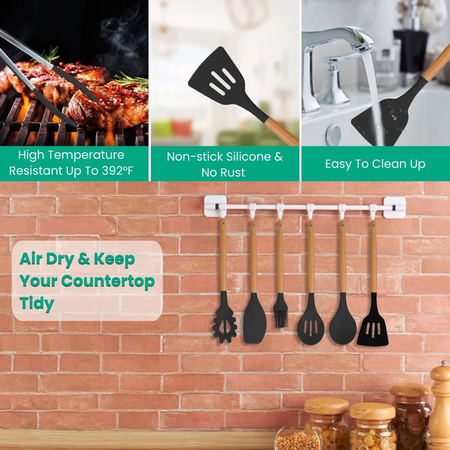 35Pcs Kitchen Cooking Utensils Set Spatula Set Baking Utensils Kitchen Accessories with Holder