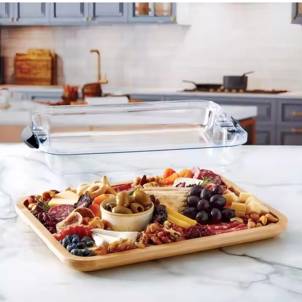 Reusable Bamboo Cheese Board With Lid Charcuterie Tray