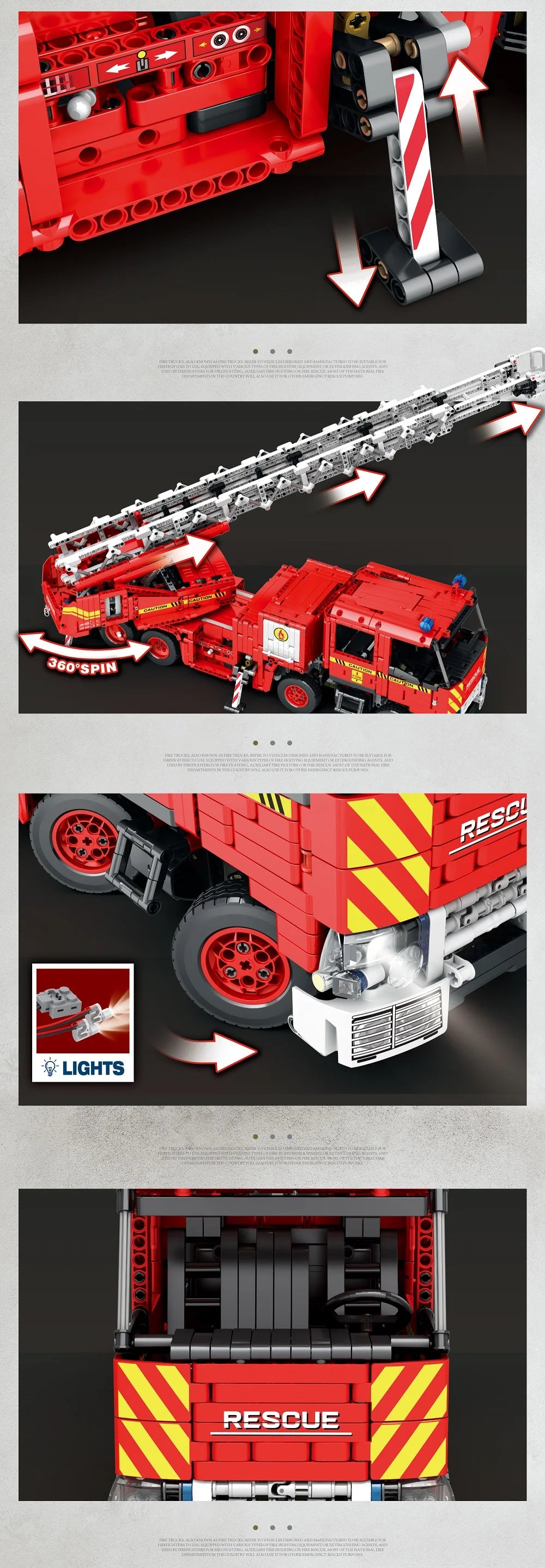 Reobrix Rescue Fire Truck Building Block Set With Extendable Ladder RC