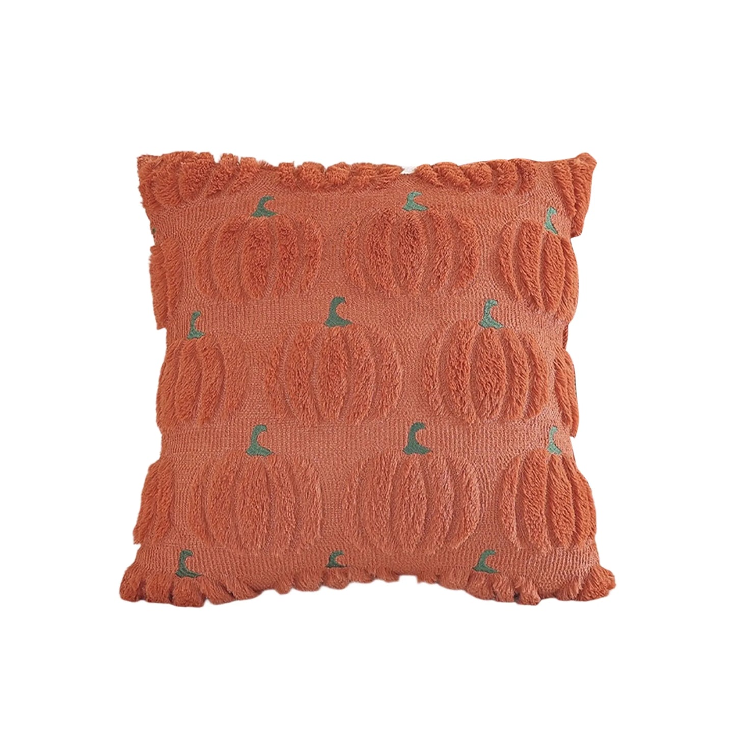 Spooky Halloween Pillowcase With Fuzzy Pumpkin Jacquard