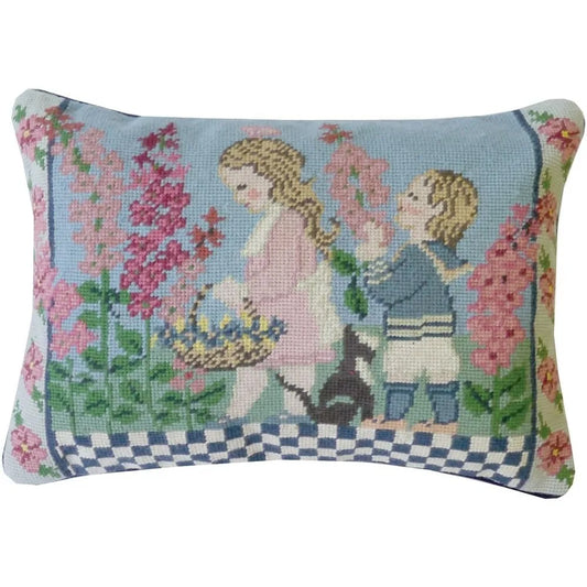 C F Home Summer Children Needlepoint Pillow 12 Inch x 16 Inch Pink