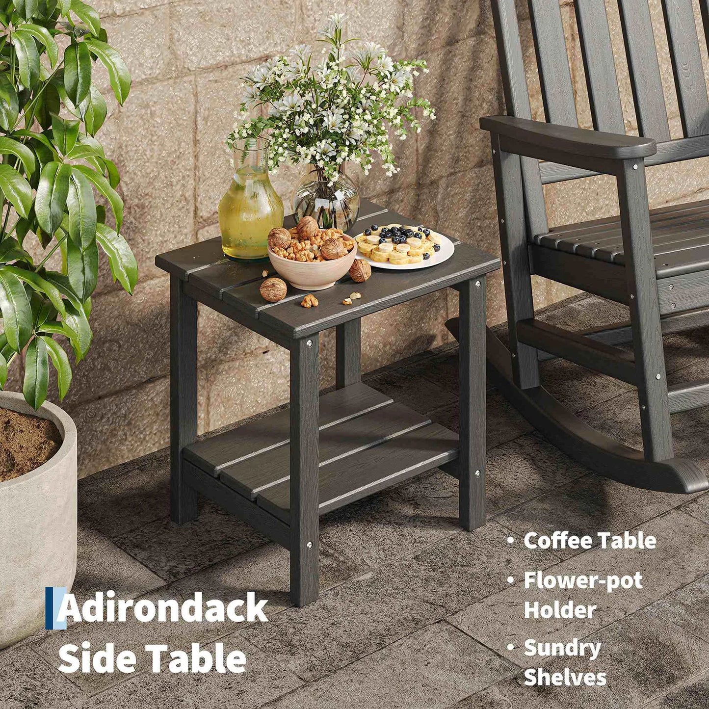 Two Piece Outdoor Poly Lumber Rocking Chair Set With Side Table All Weather