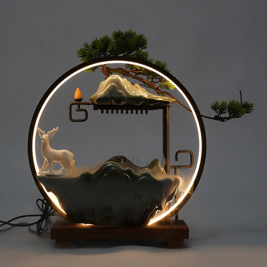 Desktop Fountain Indoor Waterfall Atomizer LED Table Decor