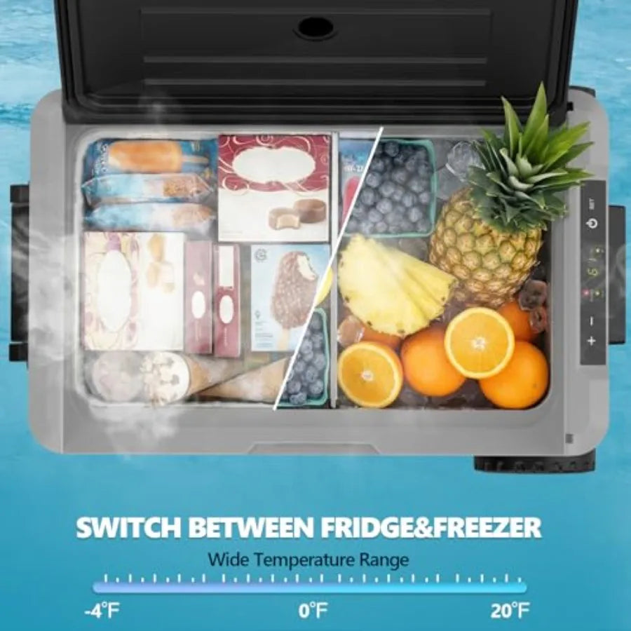 12V Car Refrigerator 53 Quart 50L Dual Zone Portable Fridge 12V 24V DC