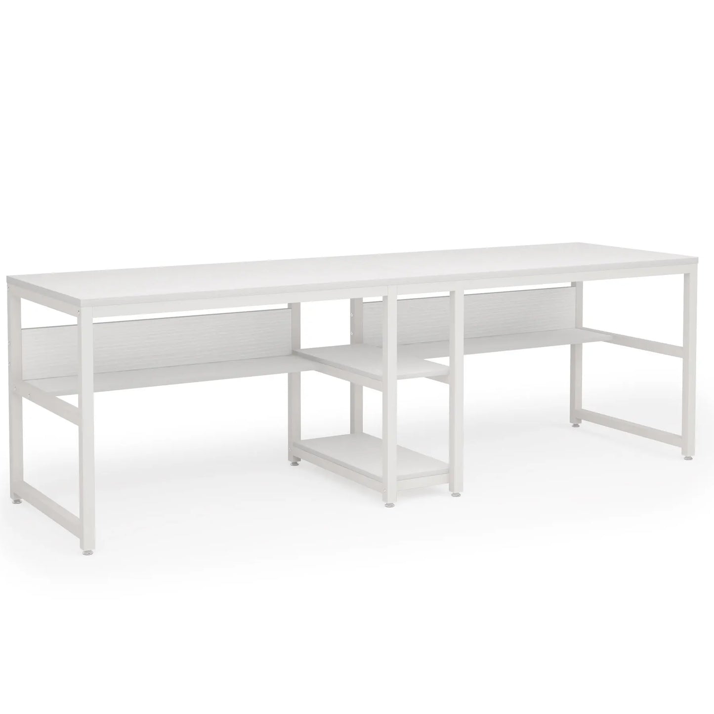 Tribesigns Two Person Desk With Bookshelf 78.7 Inch Rustic Double Computer Desk