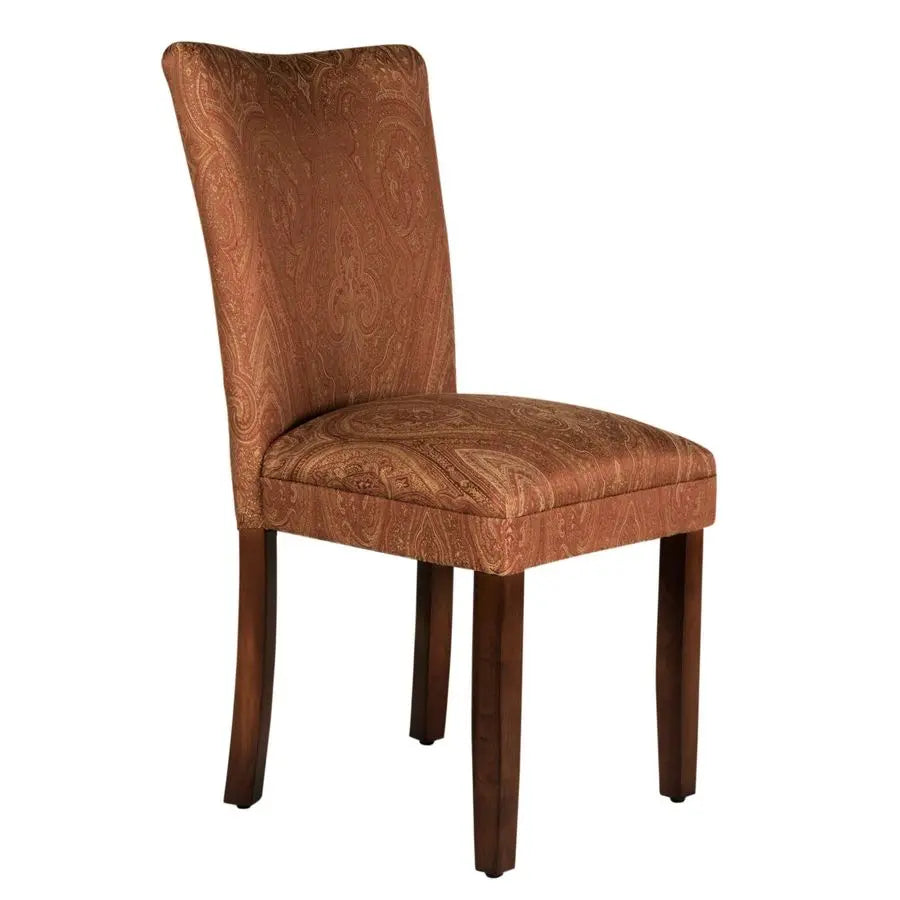 Classic Upholstered Parsons Dining Chair Red And Gold Damask Accent