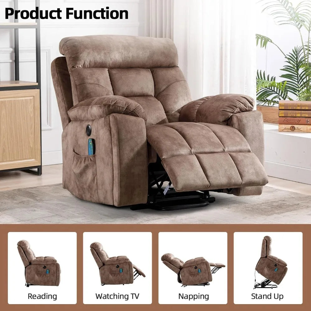 Large Power Lift Recliner Chair With Massage And Heat For Elderly Big And Tall