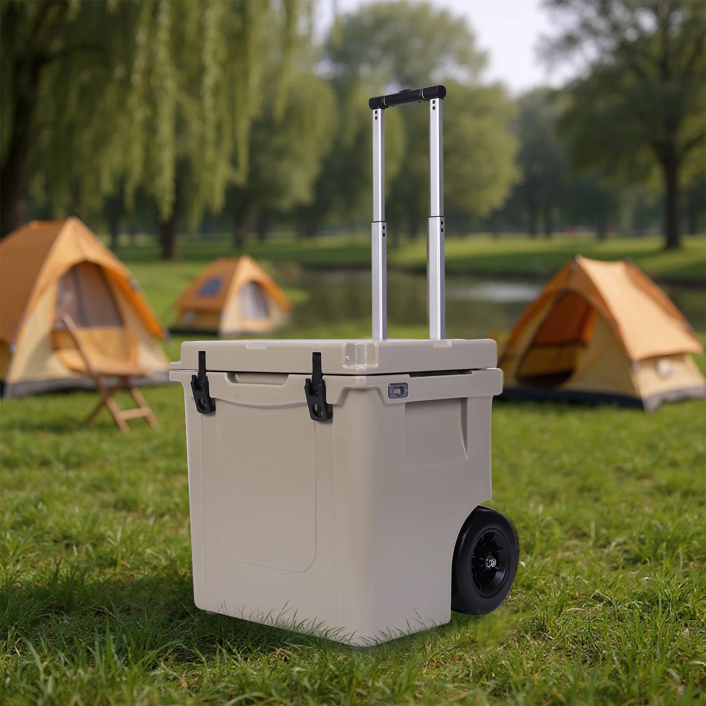 5L Insulated Hard Cooler With Wheels Rotomolded Leak Proof Latches For Beach
