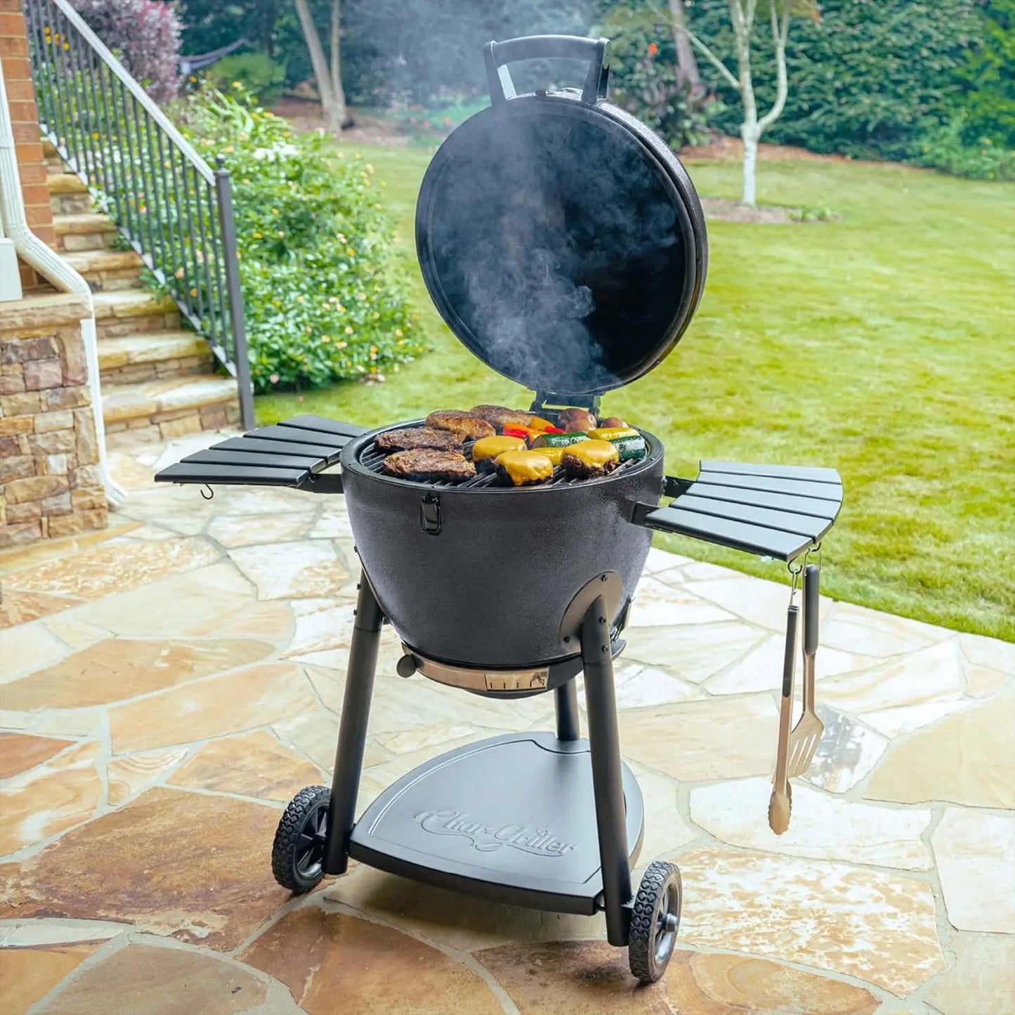 Kamado Charcoal Grill And Smoker With Cast Iron Grates 445 Sq In Cooking Area